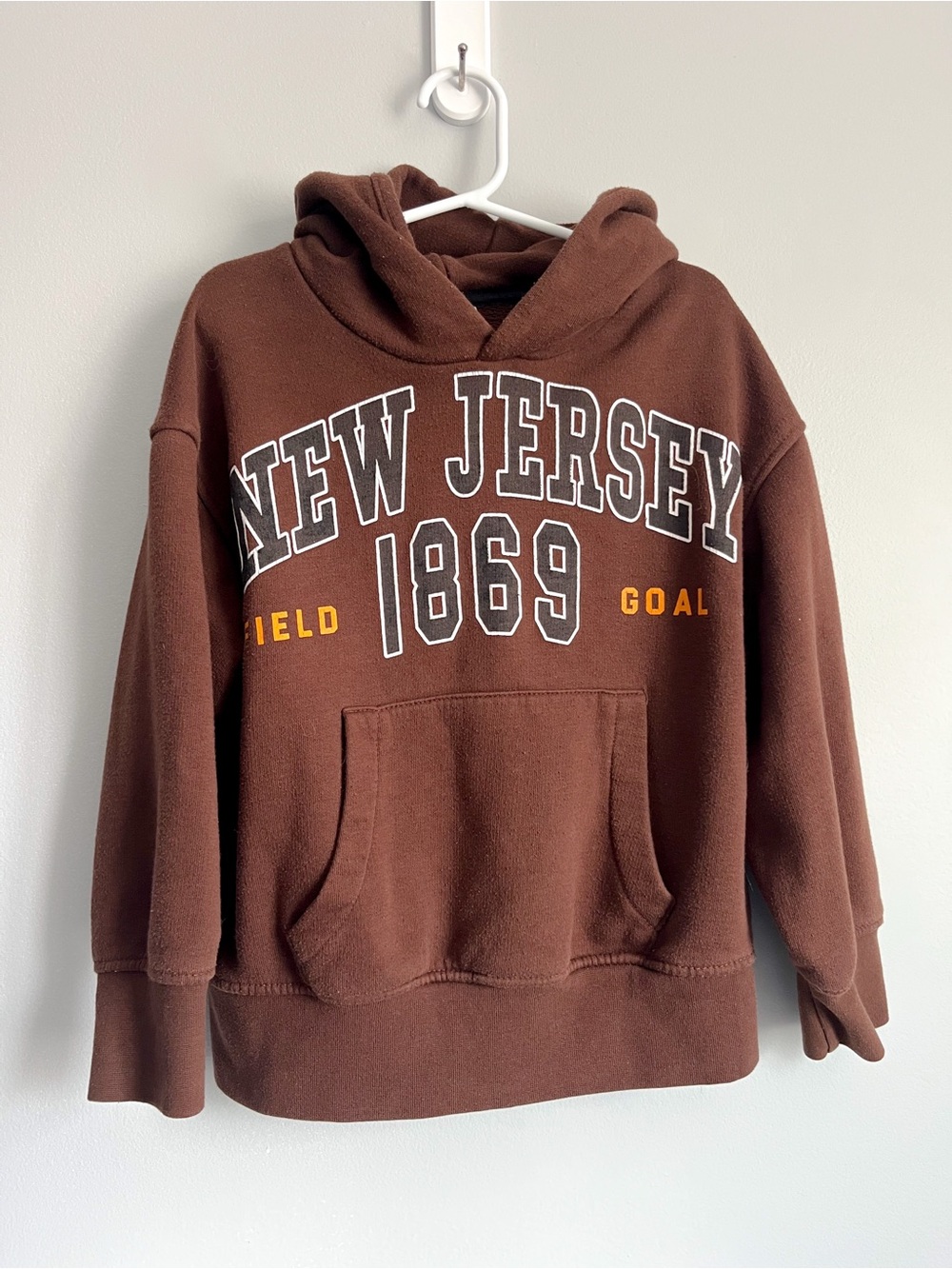 Zara brown hoodie sweatshirt - size 6-7 years - new jersey graphic
